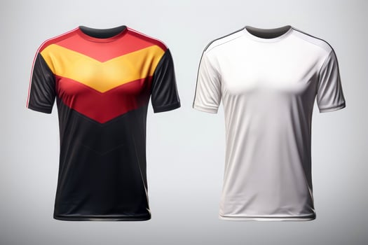 Mockup sports football team uniforms multicolors shirt, Generative AI illustration photo