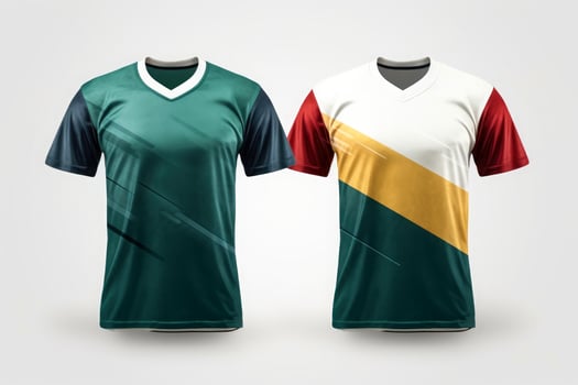 Mockup sports football team uniforms multicolors shirt, Generative AI illustration photo