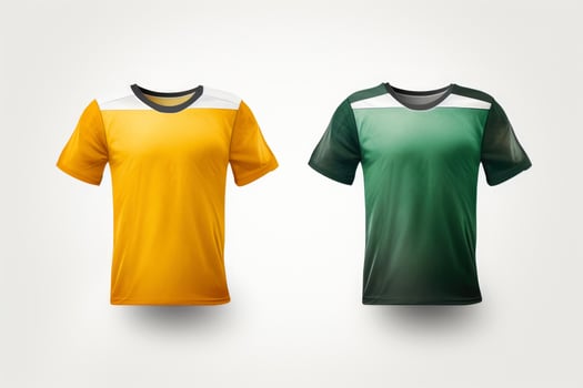 Mockup sports football team uniforms multicolors shirt, Generative AI illustration photo