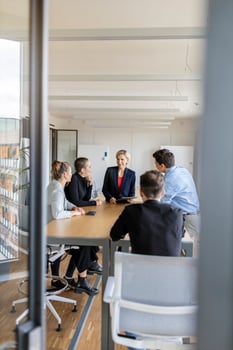 Businesswoman leading a meeting in office photo