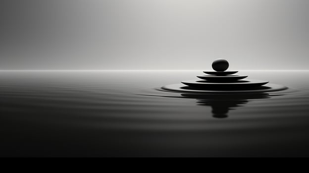 Generative AI, Zen garden, hypnotic simple illustration, calm relax and meditation concept photo