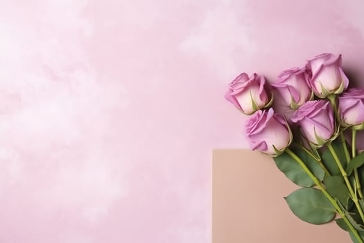 Decorative of tulips flowers bouquet or wrapped gift box. For mothers day or valentine with copyspace concept by AI Generated photo