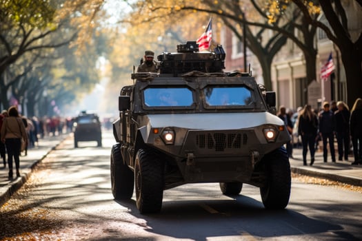 Marching bands and military vehicles highlighted in lively Veterans Day parades photo