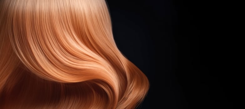 Long healthy female hair viewed from the back with copy-space, Generative AI photo