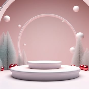 Winter Christmas background stage for product display. Generative AI photo