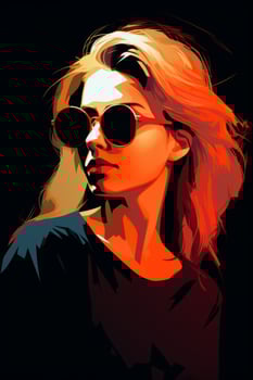 a woman wearing sunglasses and a black shirt generative ai photo