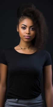 an african american woman in a black t - shirt generative ai photo