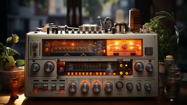 Retro old vintage radio for listening to music photo