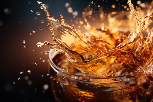 Tea splash and steeping process capture background with empty space for text photo