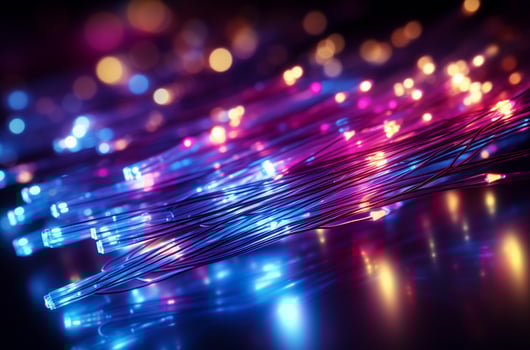 Fiber optics background with lots of light spots and bokeh AI Generated photo