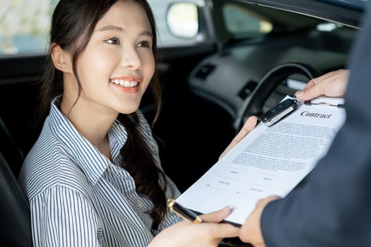 lease, rental car, sell, buy. Dealership send contract and car keys to new owner to sign. Sales, loan credit financial, rent vehicle, insurance, renting, Seller, dealer, installment, car care business photo