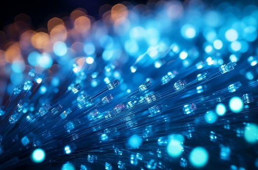 Fiber optics background with lots of light spots and bokeh AI Generated photo