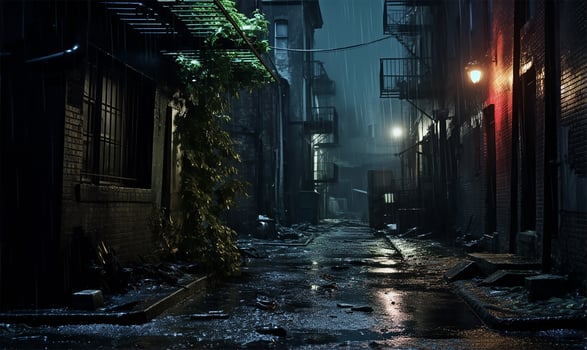 back street with old city houses. AI Generated photo