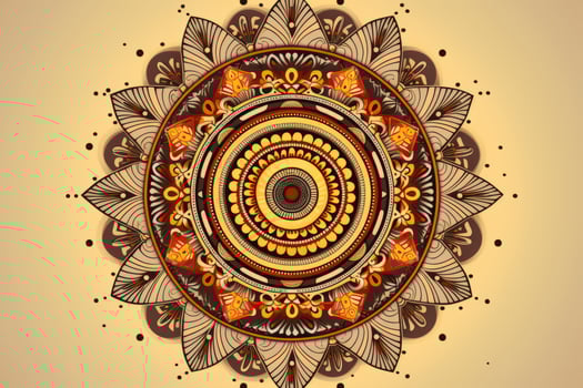 Circular design on a beige background. Generative AI photo