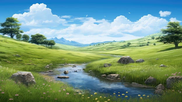 spring meadow brook gentle ai generated photo