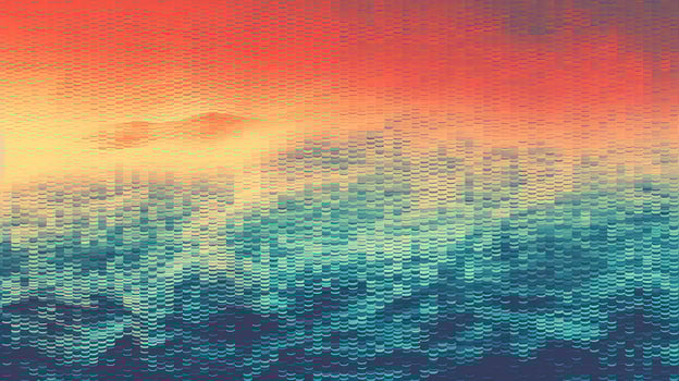 computer pixelated retro waves ai generated photo