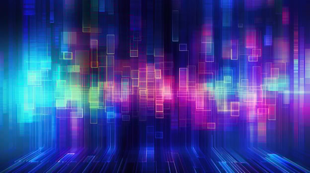 background neon pixel grid ai generated photo
