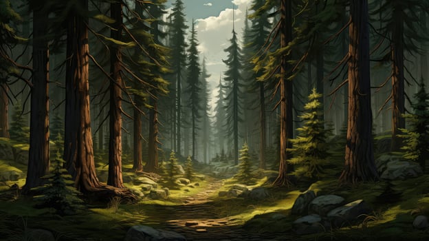 landscape coniferous cathedral cathedral ai generated photo
