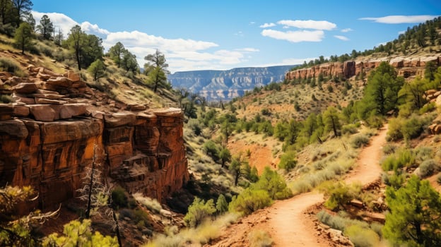 hiking canyon rim trail ai generated photo