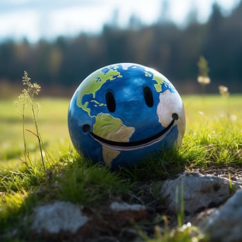 Lovely and beautiful planet Earth Smiling on World Smile Day photo