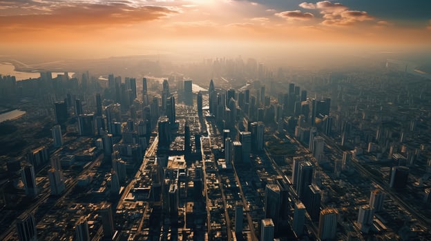 scape city aerial view ai generated photo