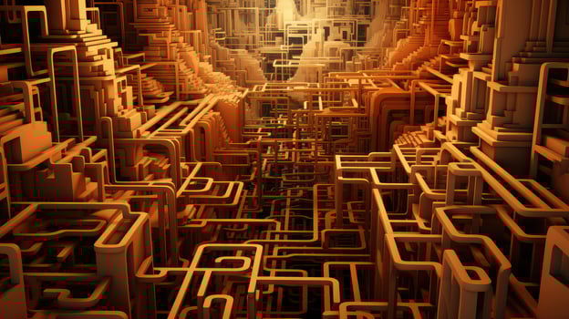 abstract digital wireframe maze ai generated photo