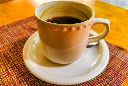 Cup of americano black coffee in restaurant cafe in Mexico. photo