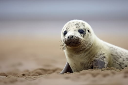 Harbor seal cub. AI Generated photo