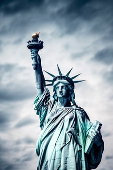 Statue of Liberty close up skyline background with empty space for text photo