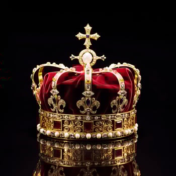 The Royal Coronation Crown Isolated on a Black Background. Generative AI photo