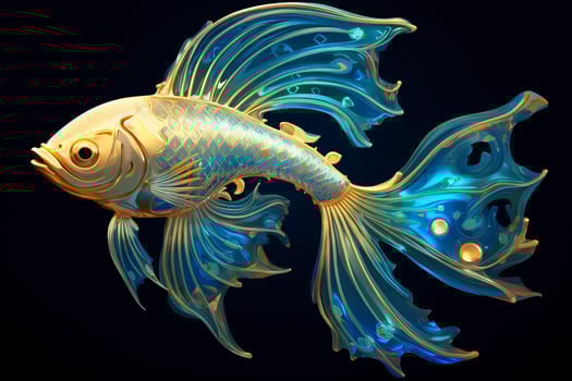 3d rendering. fish on black background. Generative AI photo