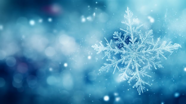 Elegant winter wallpaper featuring a frozen snowflake. photo