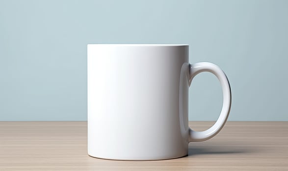 Blank white mug mockup, AI generative photo
