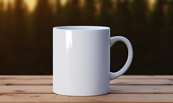 Blank white mug mockup, AI generative photo