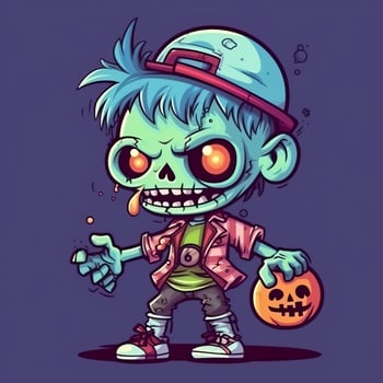A creepy zombie in cartoon style. A scary zombie resurrection and crawling for halloween celebration. Halloween concept by AI generated photo