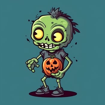 A creepy zombie in cartoon style. A scary zombie resurrection and crawling for halloween celebration. Halloween concept by AI generated photo