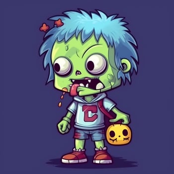 A creepy zombie in cartoon style. A scary zombie resurrection and crawling for halloween celebration. Halloween concept by AI generated photo