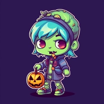 A creepy zombie in cartoon style. A scary zombie resurrection and crawling for halloween celebration. Halloween concept by AI generated photo