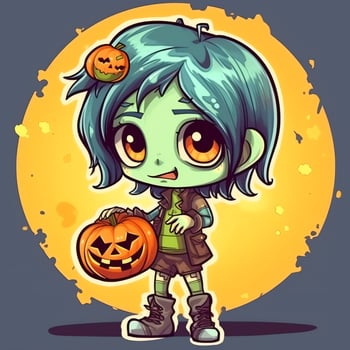 A creepy zombie in cartoon style. A scary zombie resurrection and crawling for halloween celebration. Halloween concept by AI generated photo