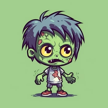 A creepy zombie in cartoon style. A scary zombie resurrection and crawling for halloween celebration. Halloween concept by AI generated photo
