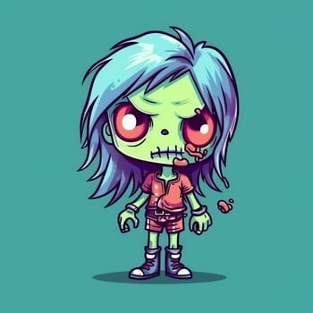 A creepy zombie in cartoon style. A scary zombie resurrection and crawling for halloween celebration. Halloween concept by AI generated photo