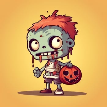 A creepy zombie in cartoon style. A scary zombie resurrection and crawling for halloween celebration. Halloween concept by AI generated photo