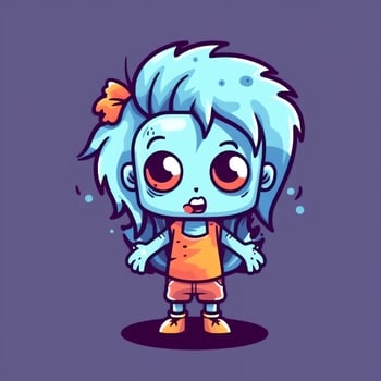 A creepy zombie in cartoon style. A scary zombie resurrection and crawling for halloween celebration. Halloween concept by AI generated photo