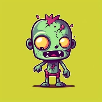 A creepy zombie in cartoon style. A scary zombie resurrection and crawling for halloween celebration. Halloween concept by AI generated photo