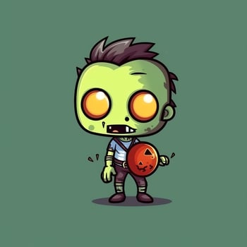 A creepy zombie in cartoon style. A scary zombie resurrection and crawling for halloween celebration. Halloween concept by AI generated photo