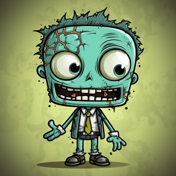 A creepy zombie in cartoon style. A scary zombie resurrection and crawling for halloween celebration. Halloween concept by AI generated photo