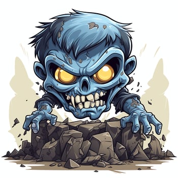 A creepy zombie in cartoon style. A scary zombie resurrection and crawling for halloween celebration. Halloween concept by AI generated photo