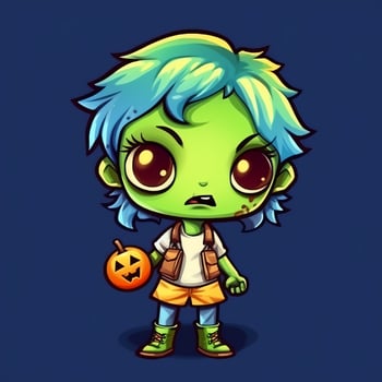 A creepy zombie in cartoon style. A scary zombie resurrection and crawling for halloween celebration. Halloween concept by AI generated photo