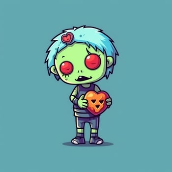 A creepy zombie in cartoon style. A scary zombie resurrection and crawling for halloween celebration. Halloween concept by AI generated photo