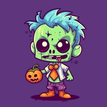 A creepy zombie in cartoon style. A scary zombie resurrection and crawling for halloween celebration. Halloween concept by AI generated photo